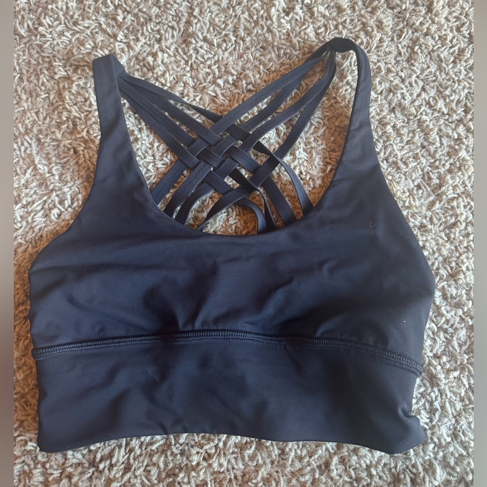 Lululemon Free To Be Moved Sports Bra Solid Black Luxtreme Strappy 4 Longline